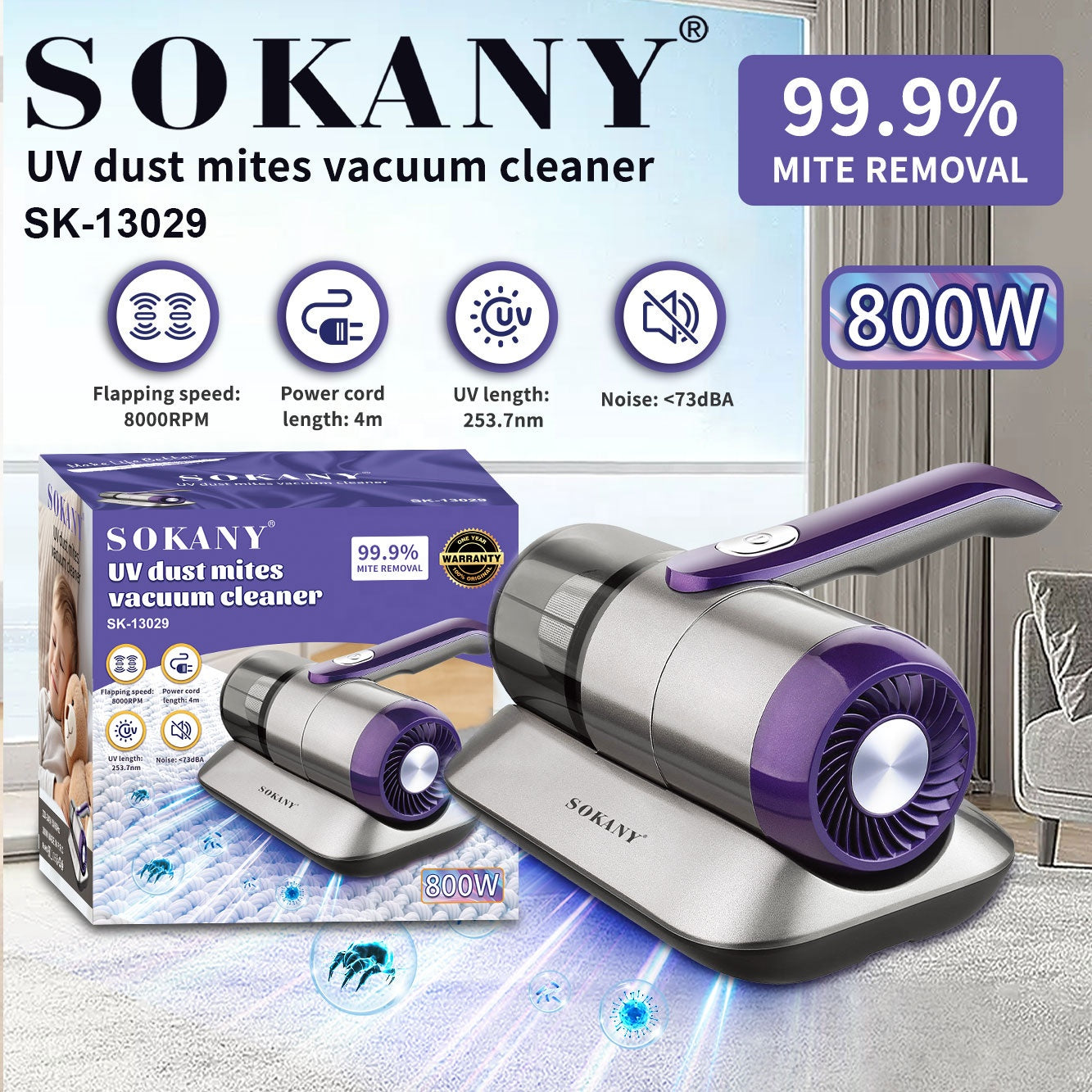 Aspiradora de Mano SOKANY UV 300W